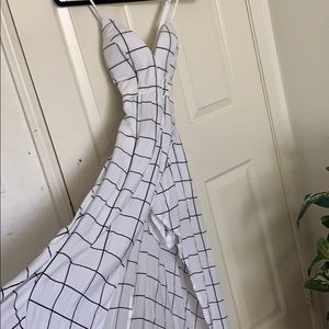 Black and White Grid Maxi Romper
